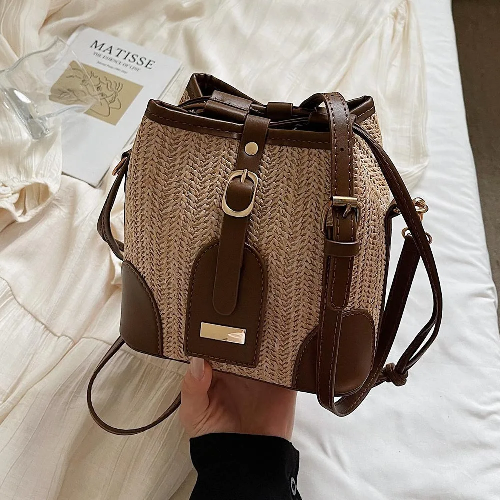 

Creative Large Capacity Shoulder Bags Casual Simple Crossbody Bags Vintage Multifunctional Bucket Bag Summer
