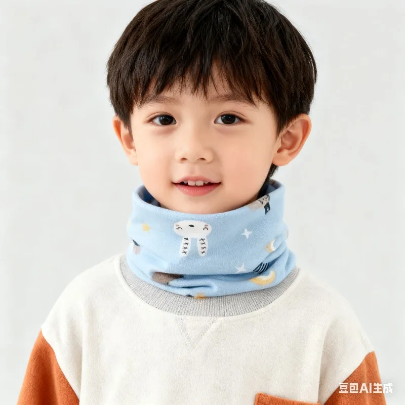 Korean Style Kids Neck Warmer Winter Scarf for Babies Boys Girls Pullover Warm Fleece Scarf Clothing Accessories