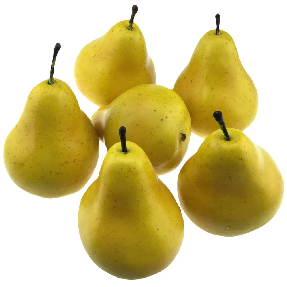 6 Pcs Lemon Decorations Decorate Fruit Simulation Pear Decors Model Yellow Plastic