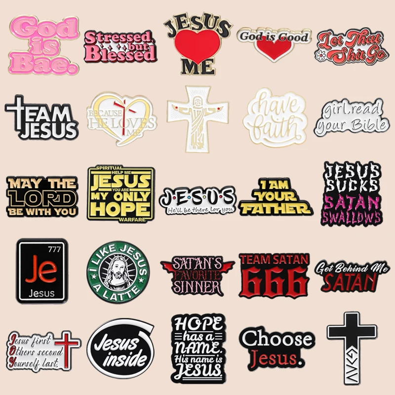 Jesus Collection Enamel Pins Cross Christian Believers Brooches Lapel Badge Jewelry Wholesale Gift For Best Friend