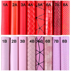 Plain Solid Color Pink Red Smooth Lichee Pattern Faux PU Leather Fabric For Decoration Craft Textile DIY Sewing K002