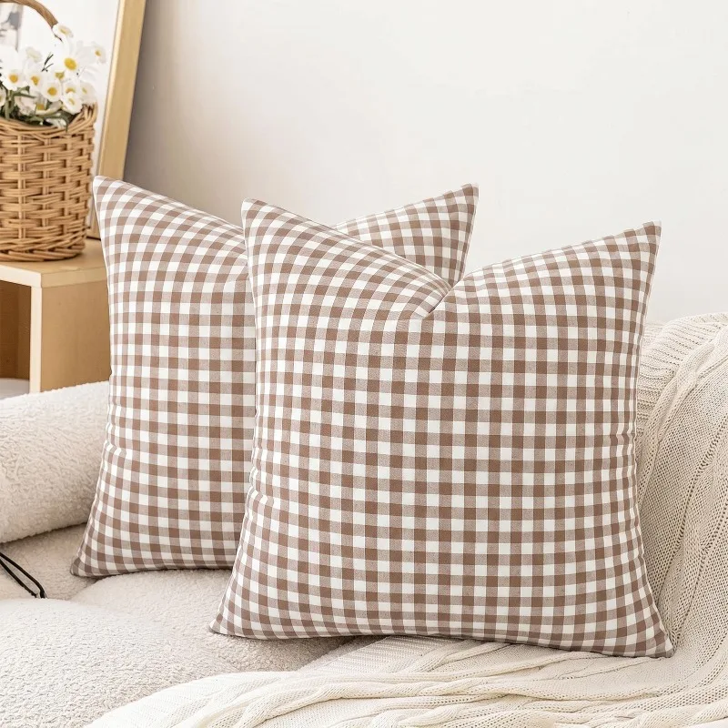 Plaid Throw Pillow Cover Sofa Cushion Cover Large Headboard Backrest Cover Office Pillow Cover Without Insert