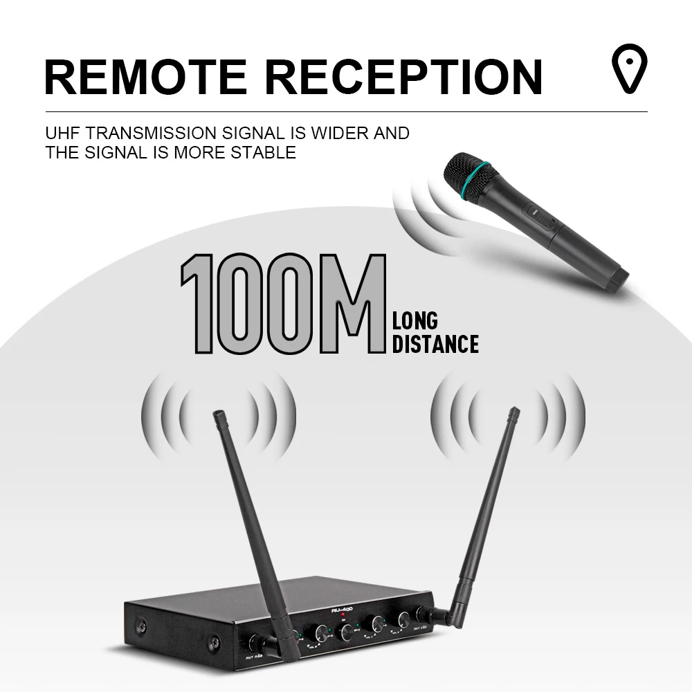 IKGE High quality, AU400 4-channel professional wireless microphone UHF handheld, headset microphone for stage performance