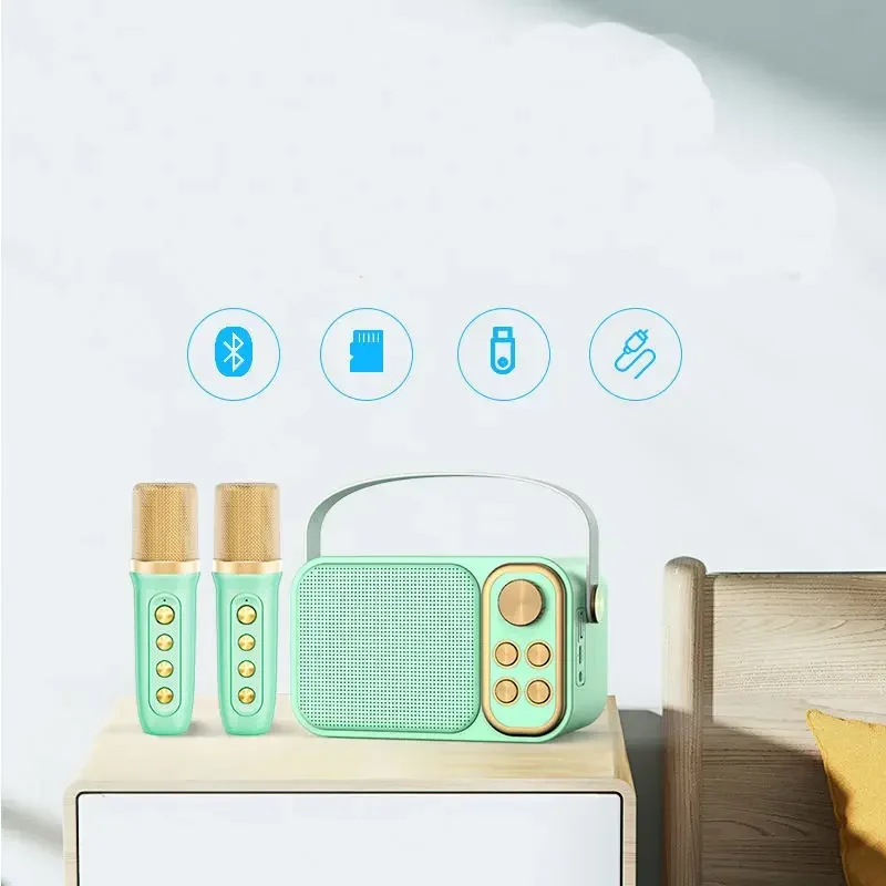 2025 Mini Outdoor Karaoke Wireless Bluetooth Speaker Portable Home Phone Audio Wireless Microphone Bass Large Capacity Hot Sale