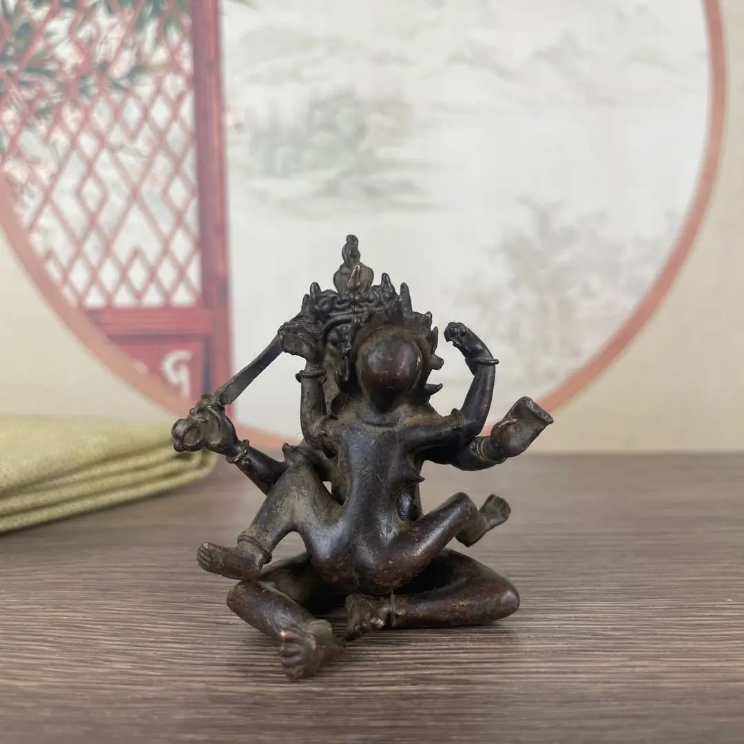 Antique antique Nepalese statue old bag is dedicated to Happy Buddha handicrafts, a pair of collectible tabletop ornaments