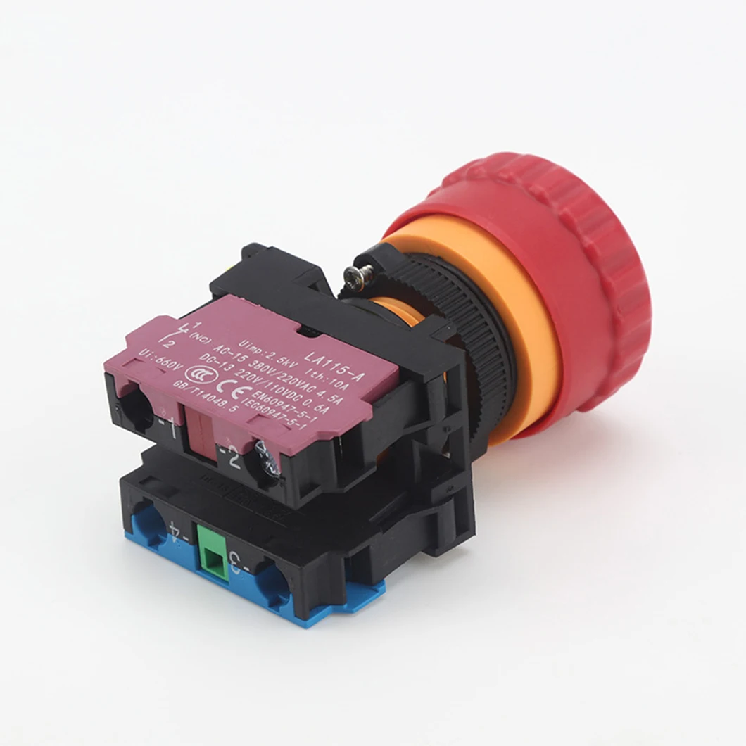 ABILKEEN 22mm Emergency Stop Knob 1NO/1NO1NC Latching Type Rotary Emergency Stop Switch with LED Light Power Control Switch