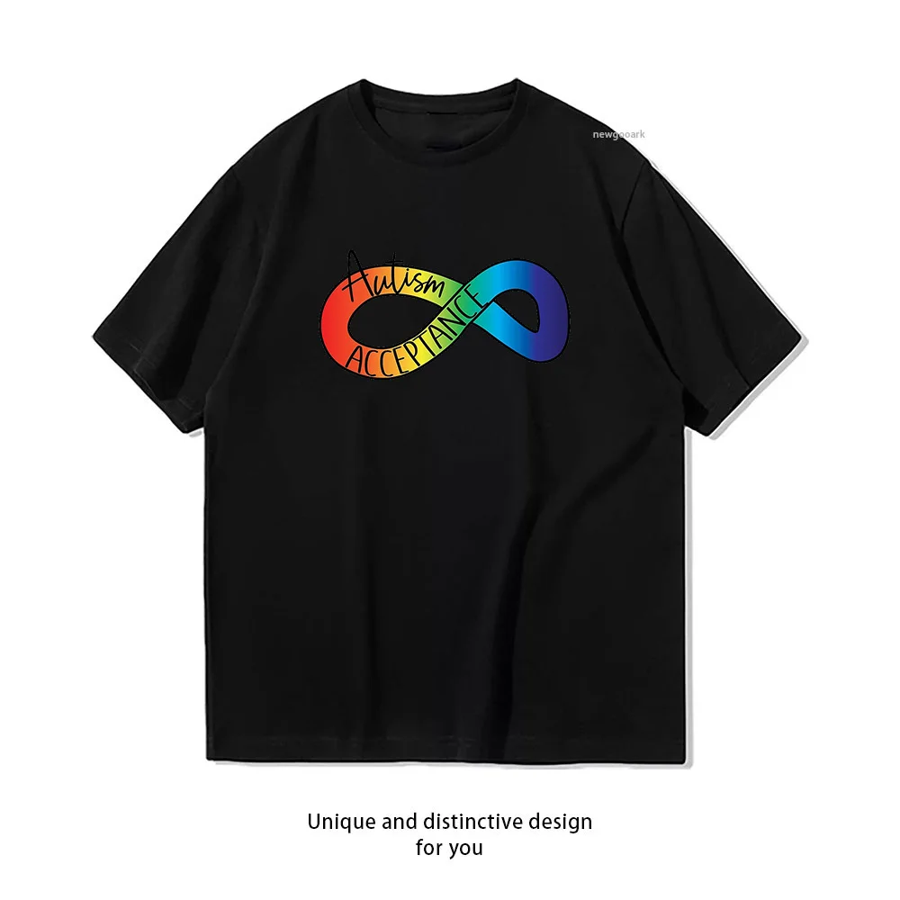 Autism Acceptance Rainbow Infinity Symbol Magnet T-shirt Woman Man Casual Cotton Graphic T Shirts Adult Tops Tee Short-sleev