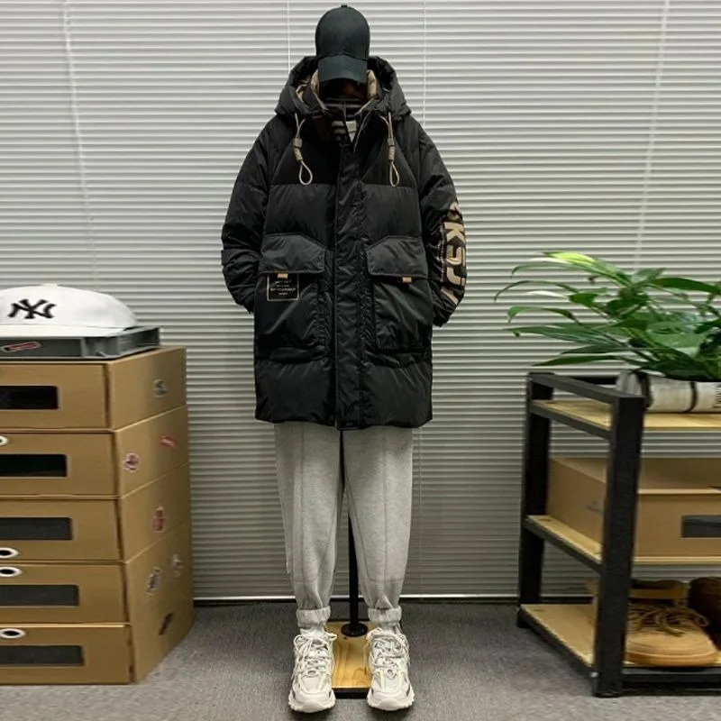 Jaket Bulu Angsa Putih Berkualitas Tinggi, Model Panjang Sedang untuk Pria, Musim Dingin, Merek Trendi Terbaru, Keren dan Tebal, Jaket Bulu Angsa Putih untuk Remaja, Fashion Hangat
