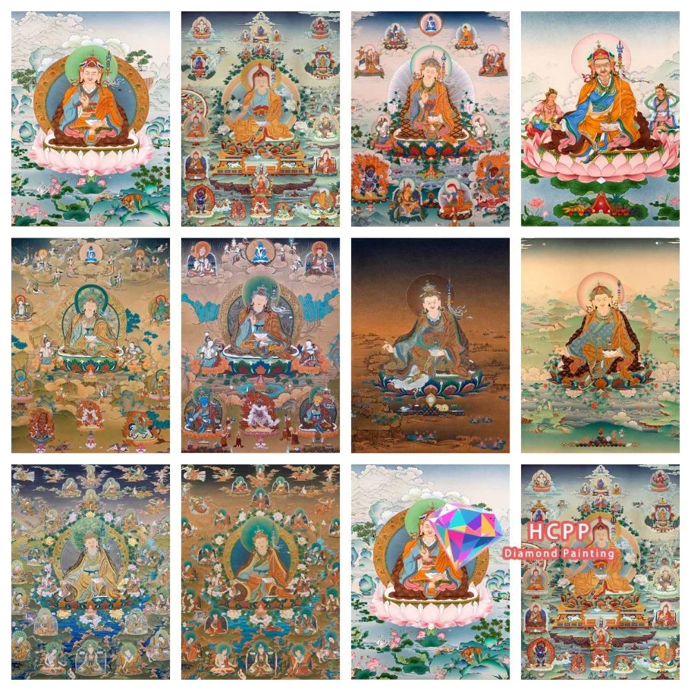 Guru Padmasambhava Gott Diamant-Malerei-Set Quadratische Runde Diamanten 5D DIY Tibetischer Buddhismus Mosaik Handgemachte Kunst Geschenk Heimdekoration