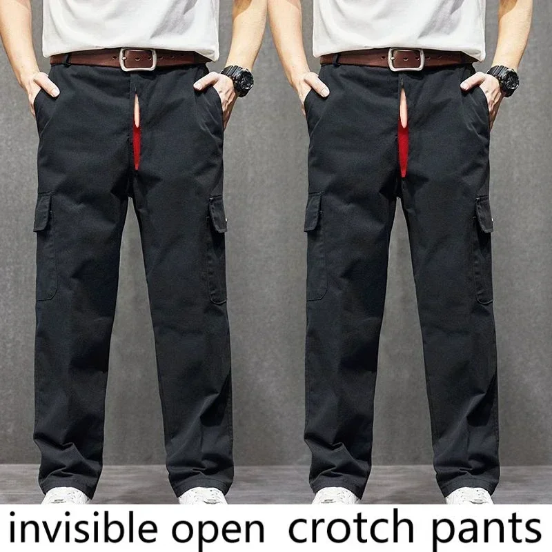 Invisible Open Crotch Pants, Pure Cotton, Loose and Thickened, Wear-resistant, Anti-scald, Field, Couples, Convenient Joggers