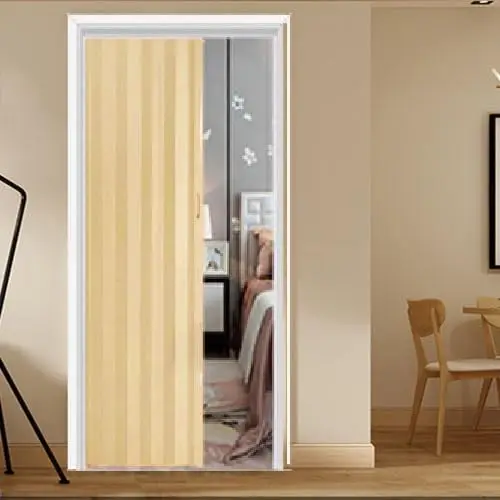 Accordion Door For Doorway, Aluminum Sliding Folding Door With Installation Hardware, Temporary Door Space Saving For Bedroom,