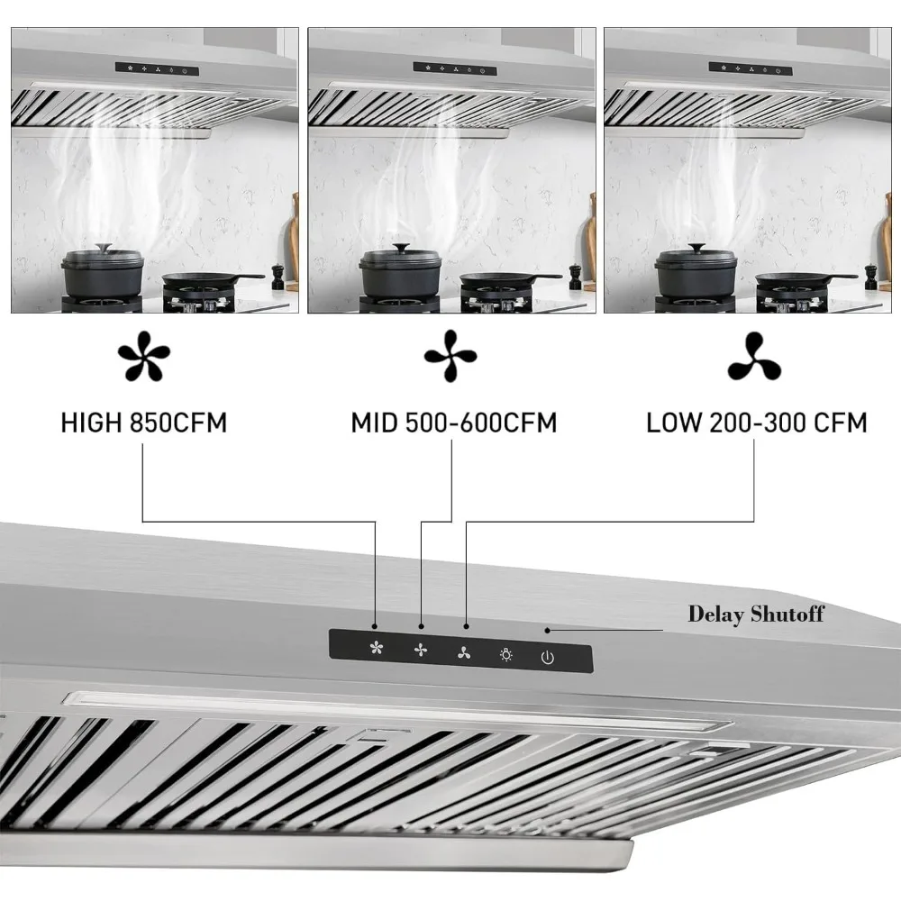 Arpeninsula-850 CFM injuste, hotte de gamme sous armoire, corps en acier inoxydable de qualité supérieure, moteurs doubles turbo, 30 po