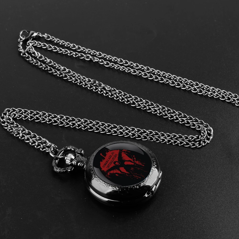 Delicate Gifts Quartz Pocket Watch Death Note Design Glass Dome Necklace Pendant for Mens Womens