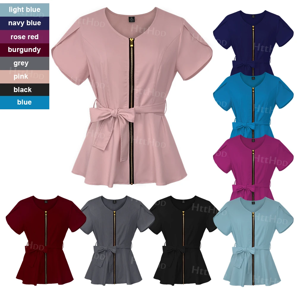 Uniformes de Hospital transpirables para mujer, Top de enfermería, Médica Quirúrgica uniforme de enfermera, camisas de alta calidad