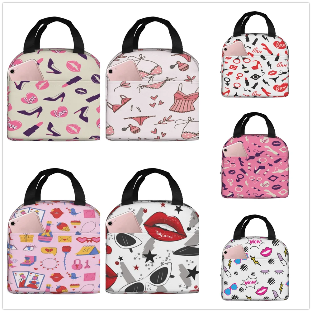 

Fashion Doodles Pattern Lunch bag thickened insulated bento bag is suitable for office students men and women food insulated bag