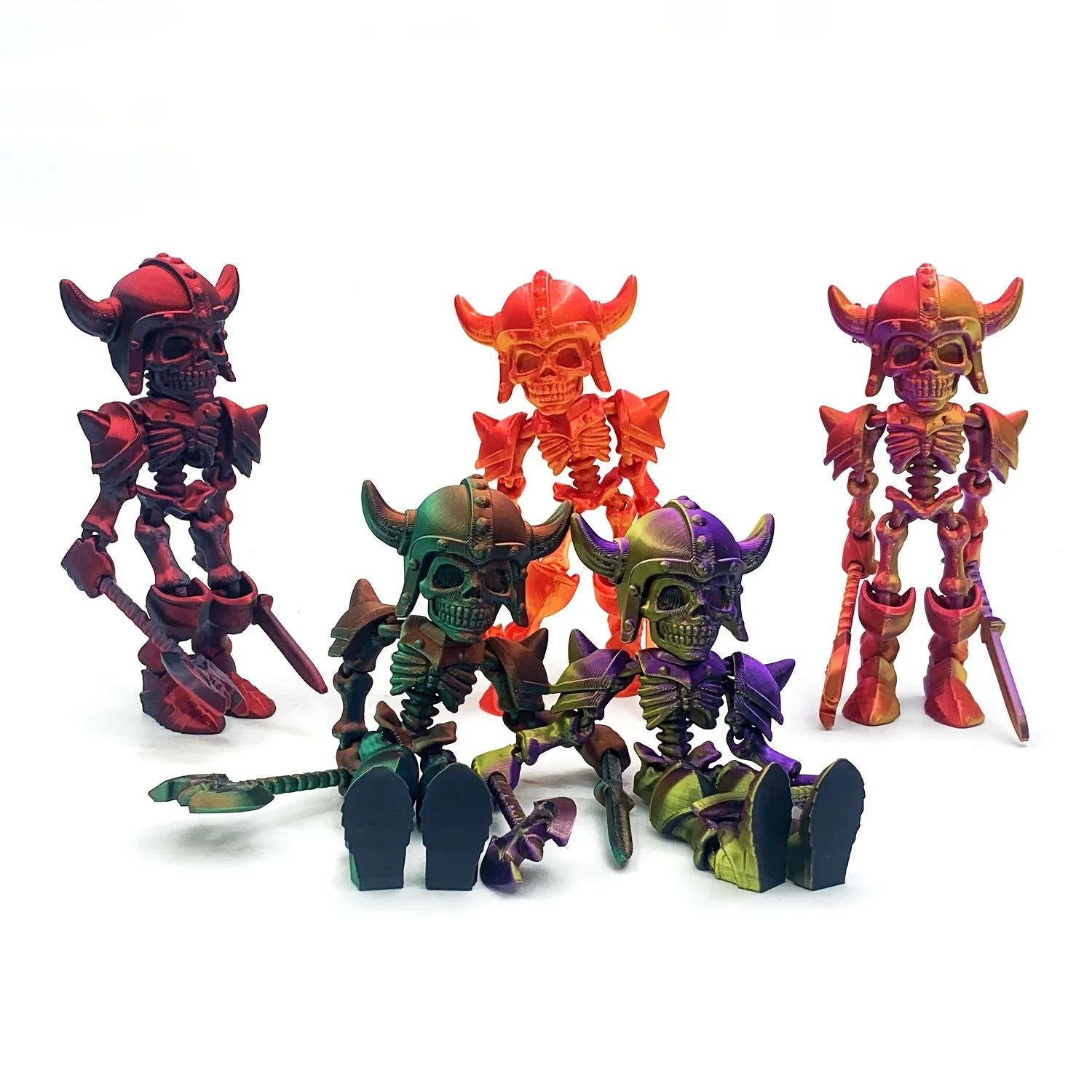 3D Printed Skeleton Warrior Home Desktop Decoration Halloween Christmas Creative Gift Skeleton Man Decorative Statues