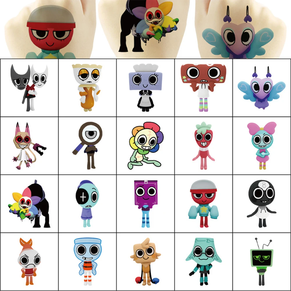 

20pcs Funny Game Dandys World Cartoon Tattoo Stickers Temporary Waterproof Arm Body Fake Tattoos Decals Kids Theme Party Gifts