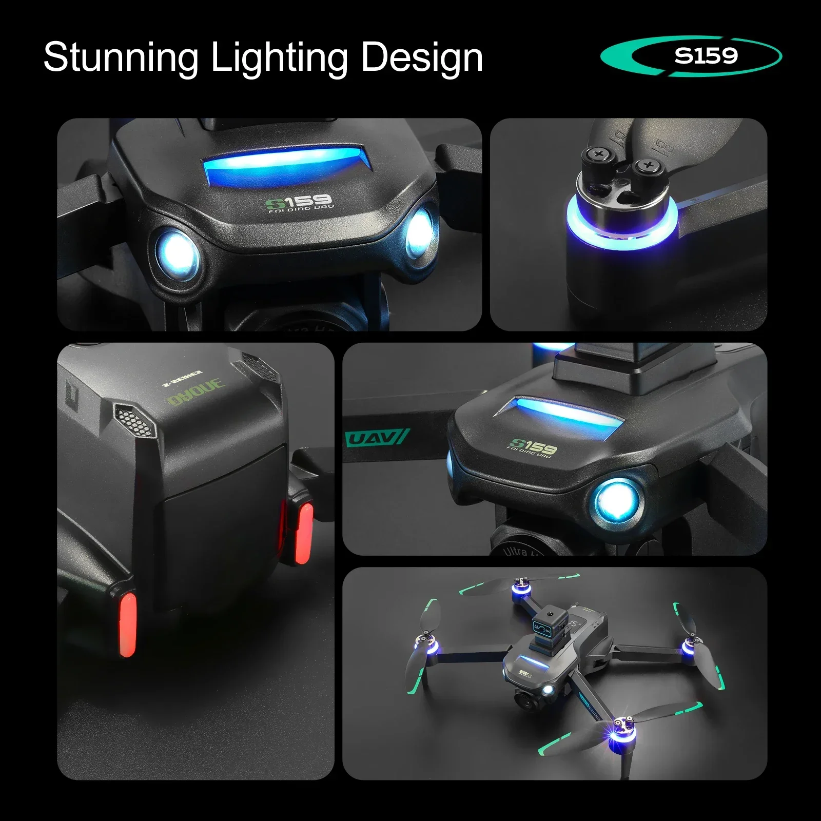 المهنية S159 نظام تحديد المواقع بدون طيار مع التحكم في الشاشة 5G 8K HD ESC كاميرا مزدوجة فرش التدفق البصري الطائرات بدون طيار FPV كوادكوبتر RC اللعب