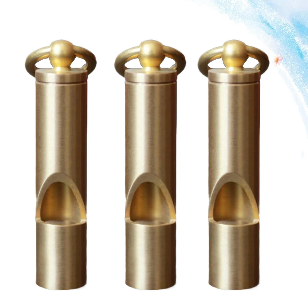 3 قطعة سلسلة المفاتيح النحاسية خمر نمط النحاس صافرة لمغامرة في الهواء الطلق معدات الإنقاذ في حالات الطوارئ