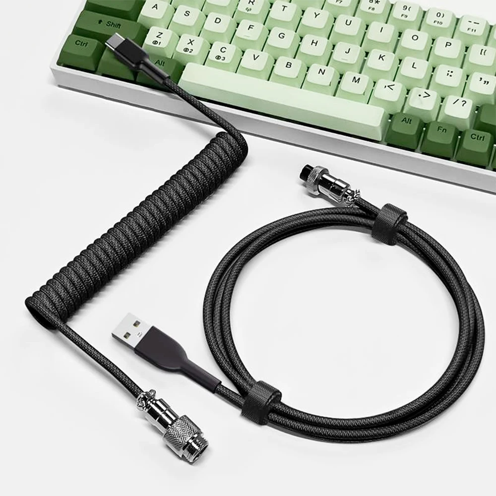 Mechanical Keyboard Coiled Cable Type C USB Port Wire Aviator Coiling Cable Desktop Computer Gaming Keyboard Accessories