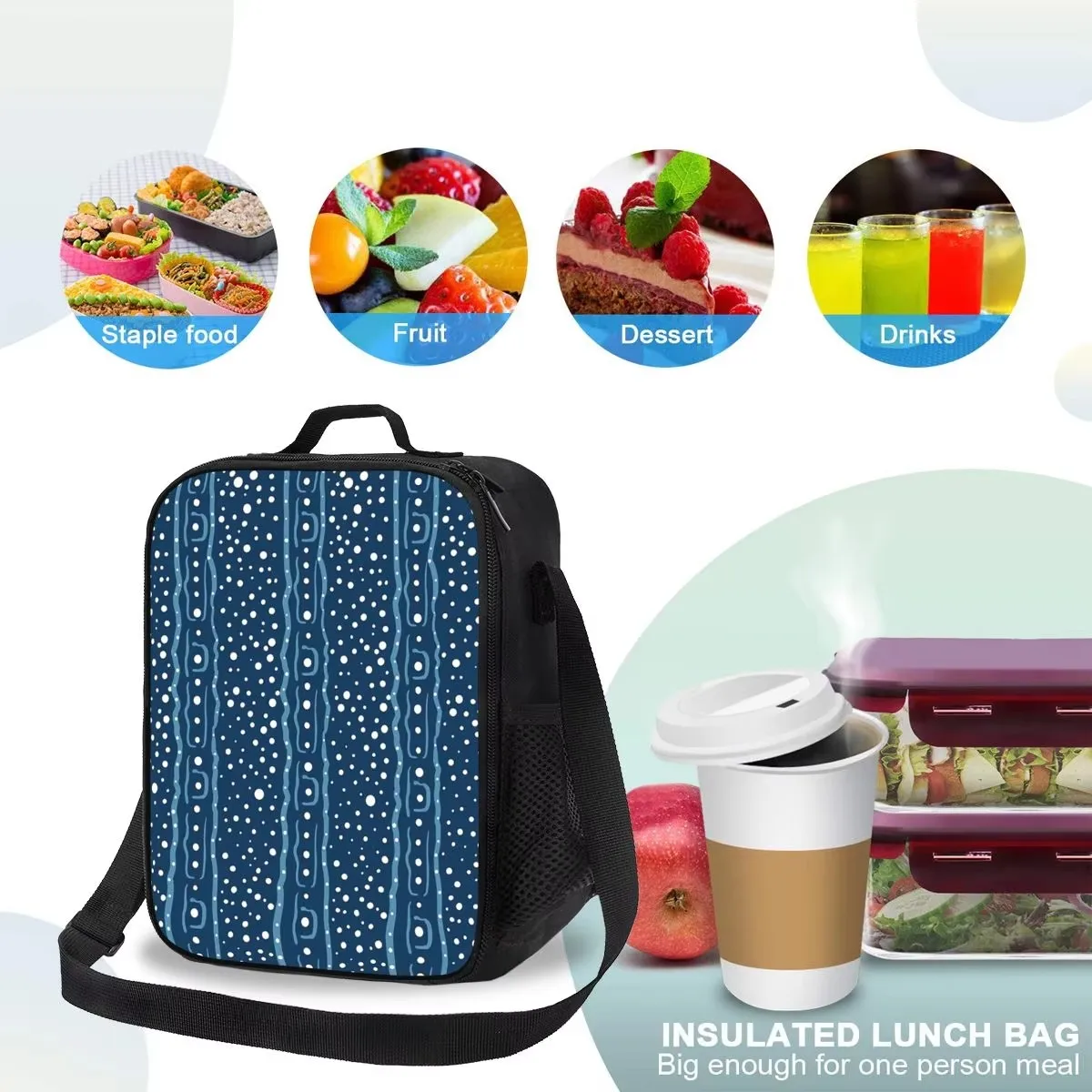 Whale Shark Pattern Insulated Lunch Bag for Kids School Cooler Thermal Food Box Tote Portable Lunch Boxes Container