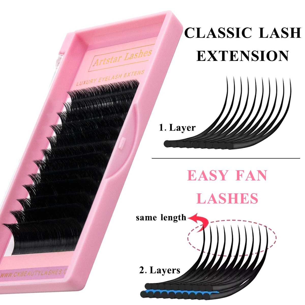 ARTSTAR Easy Fan Lash Extensions J B C D Curl Fast Fan Eyelash Extensions 8-16mm High Quality Lashes