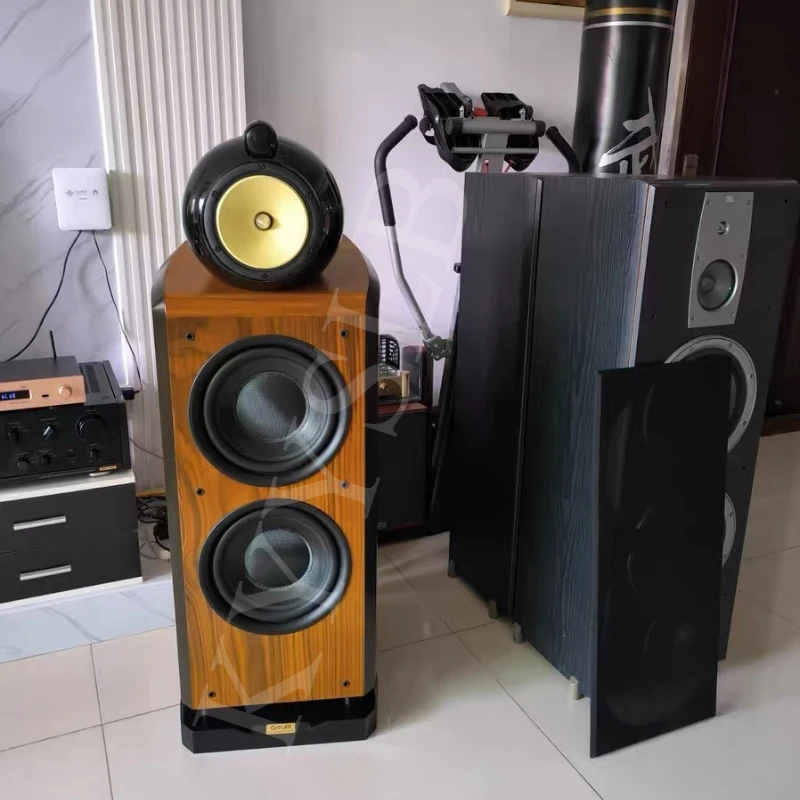 KYYSLB 50-200W Three-way HiFi Speakers Home Audio Sound Double 10 Inch Woofer HiFi Loudspeaker Wooden Bookshelf Speaker
