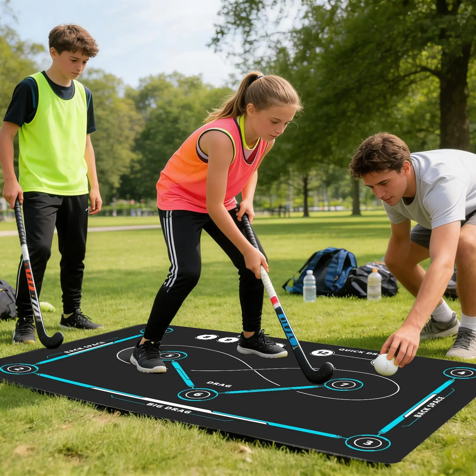 

Hockey Training Mat Quiet Non-Slip Large Dribbling Board Stickhandling Pad Training Equipment for All Ages Soccer Indoor Outdoor