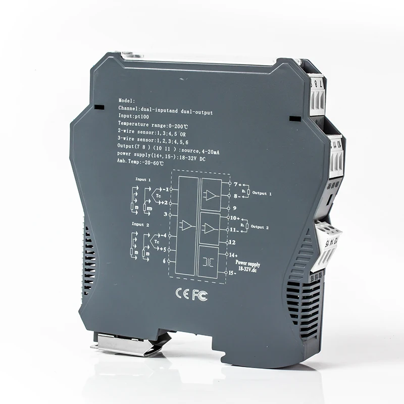 TC Signal Thermocouple Temperature Transmitter Din rail Mount Module 4-20 mA 0-10V output