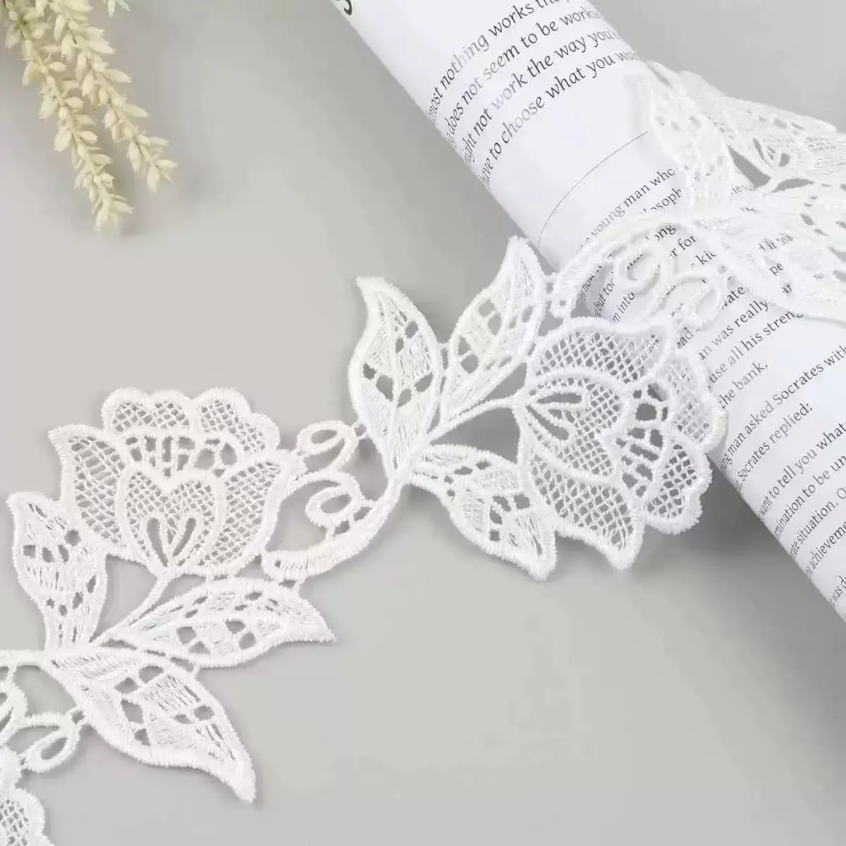 1yds high quality water Embroidery Rose Flower lace handmade DIY pocket collar felt picture frame decorative f