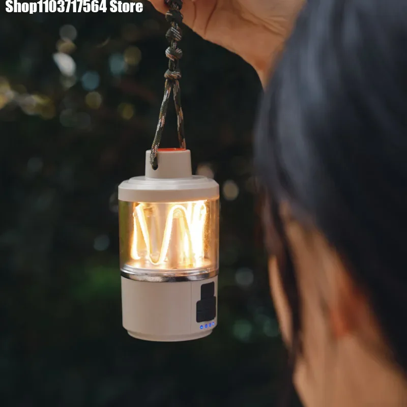 Lampe de camping COB intégrée de grande capacité, lumière d'ambiance multifonctionnelle, lumière blanche chaude pour tente, camping en plein air, nouveau