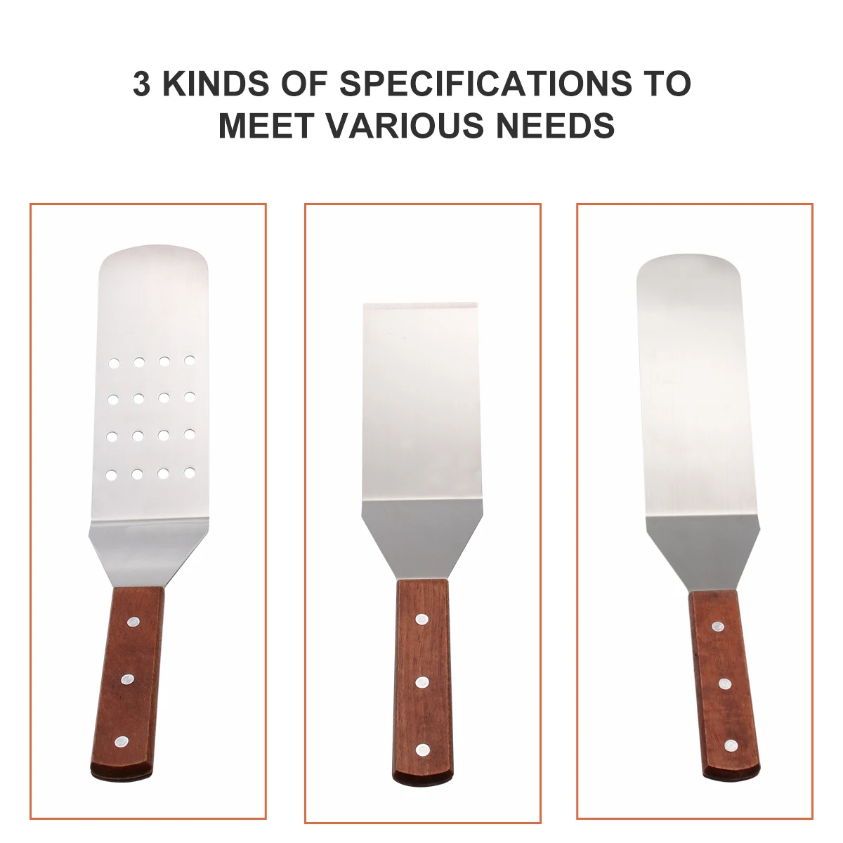 

3pcs Stainless Steel Pizza Shovel Wood Handle Non-Slip Baking Tool For Home Restaurant Kitchen Use Pizza Spatula Cooking Tool