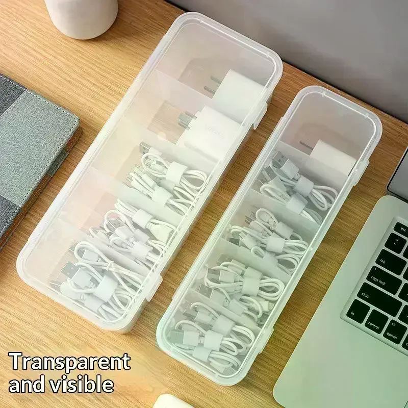 Transparent Data Cable Organizer Case Classification Dustproof Card Organizer With Lid Clutter Collection Box For Office Home