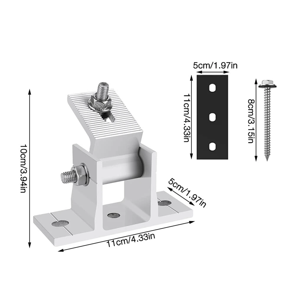 4Sets Solar Panel Brackets, 15-30° Adjustable Pv Module Brackets, Solar Mountings, Flat Roof, Mounting Solar Module