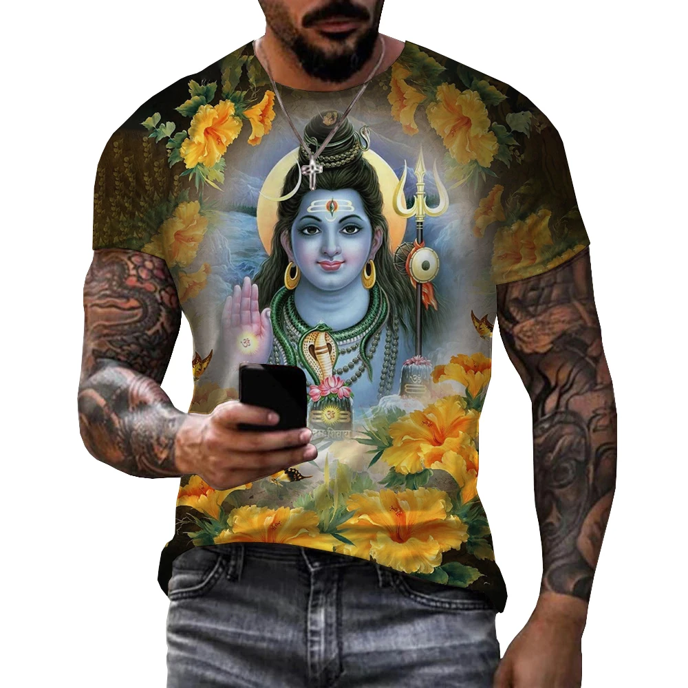 Hindu God Lord Shiva 3D Print T-Shirts Hinduism Vishnu Men Women Fashion Oversized Short Sleeve T Shirt Kids Tees Tops Clothing