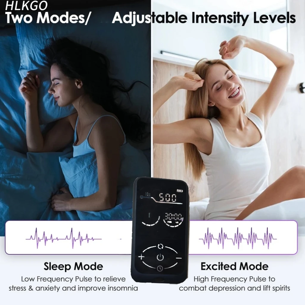 جهاز تحفيز الدماغ مكركرنت من CES للنوم السريع وتخفيف القلق وتخفيف الألم المزمن