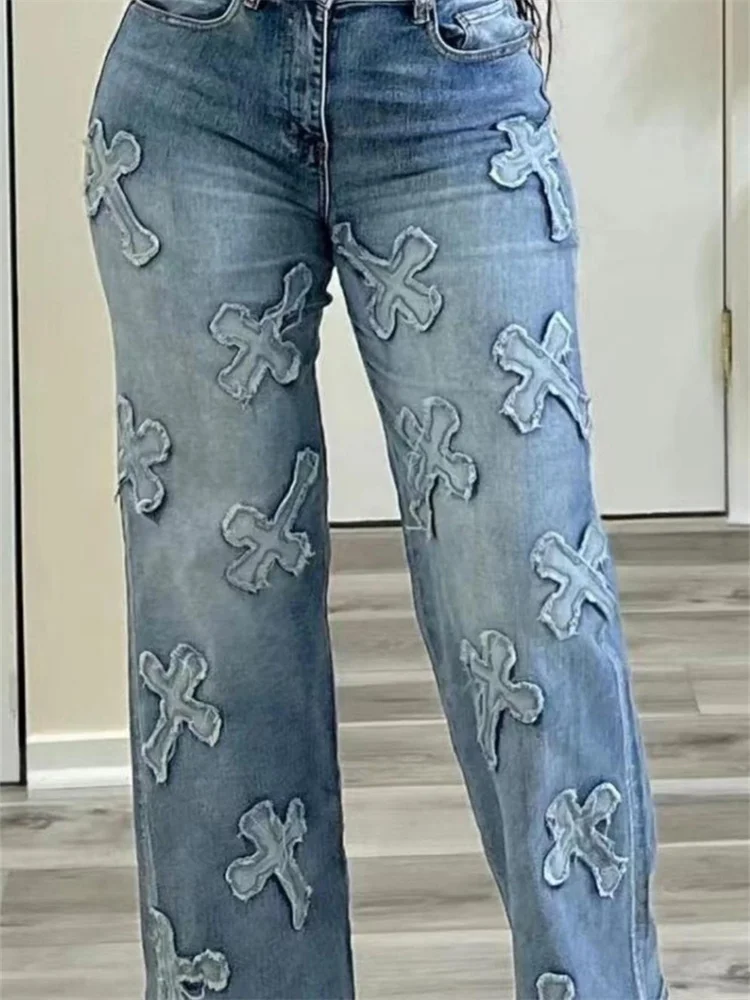 Imagem -04 - Wmstar-jeans de Cintura Alta Feminino Jeans de Baixo Reto Calças de Perna Larga Moda Coreana Streetwear Menino Amigo Atacado Dropshipping