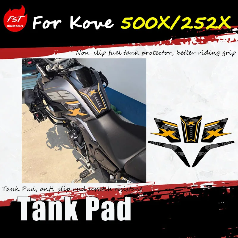 For Kove 500X/525X, install accessory fuel tank stickers, fishbone stickers, matte stickers and body decoration decals.