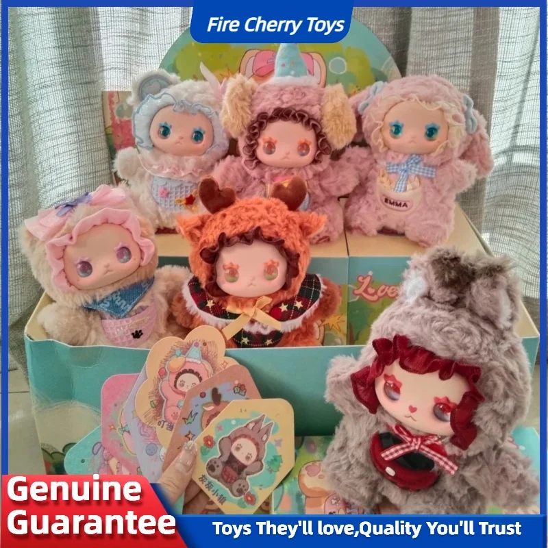 Genuíno adorável emma bolsos série zoológico bonecas de pelúcia caixa cega caixa mistério brinquedos bonito ação anime figura kawaii modelo presente