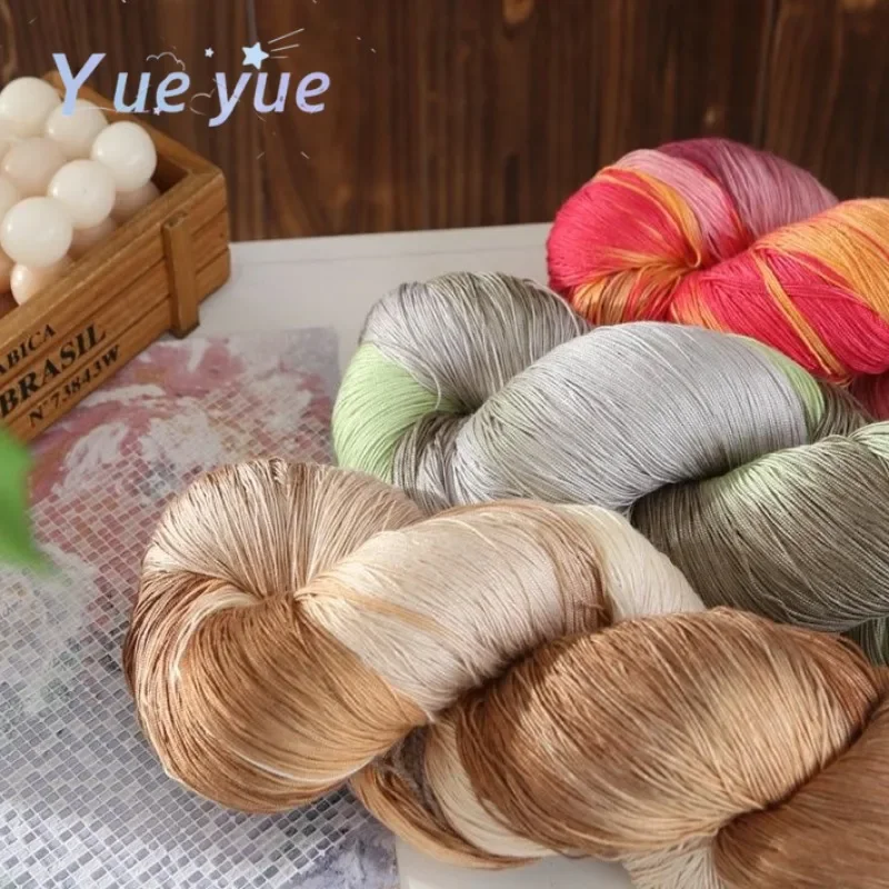 

280g Hand Dyed Fancy Section Dyed Bud Silk Thread, Hand DIY Woven Silky Fine Yarn Ball, Crochet Hand Woven Sweater Cotton Silk