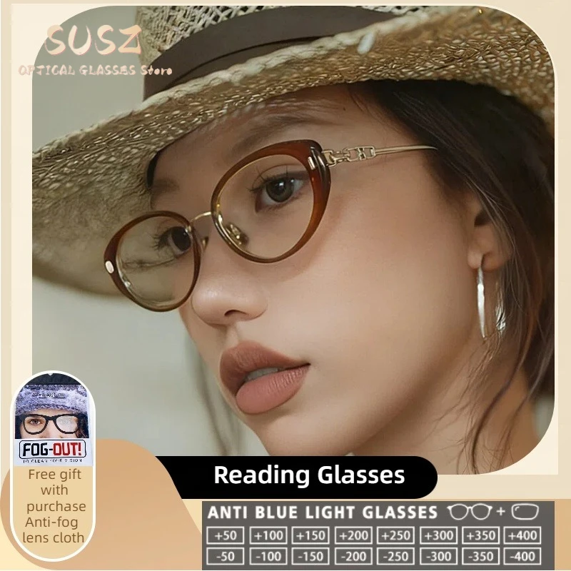 

SUSZ Personalized Eyeglasses Metal Reading Glasses Oval Women High Quality Anti Blue Light Customization Prescription Glasses