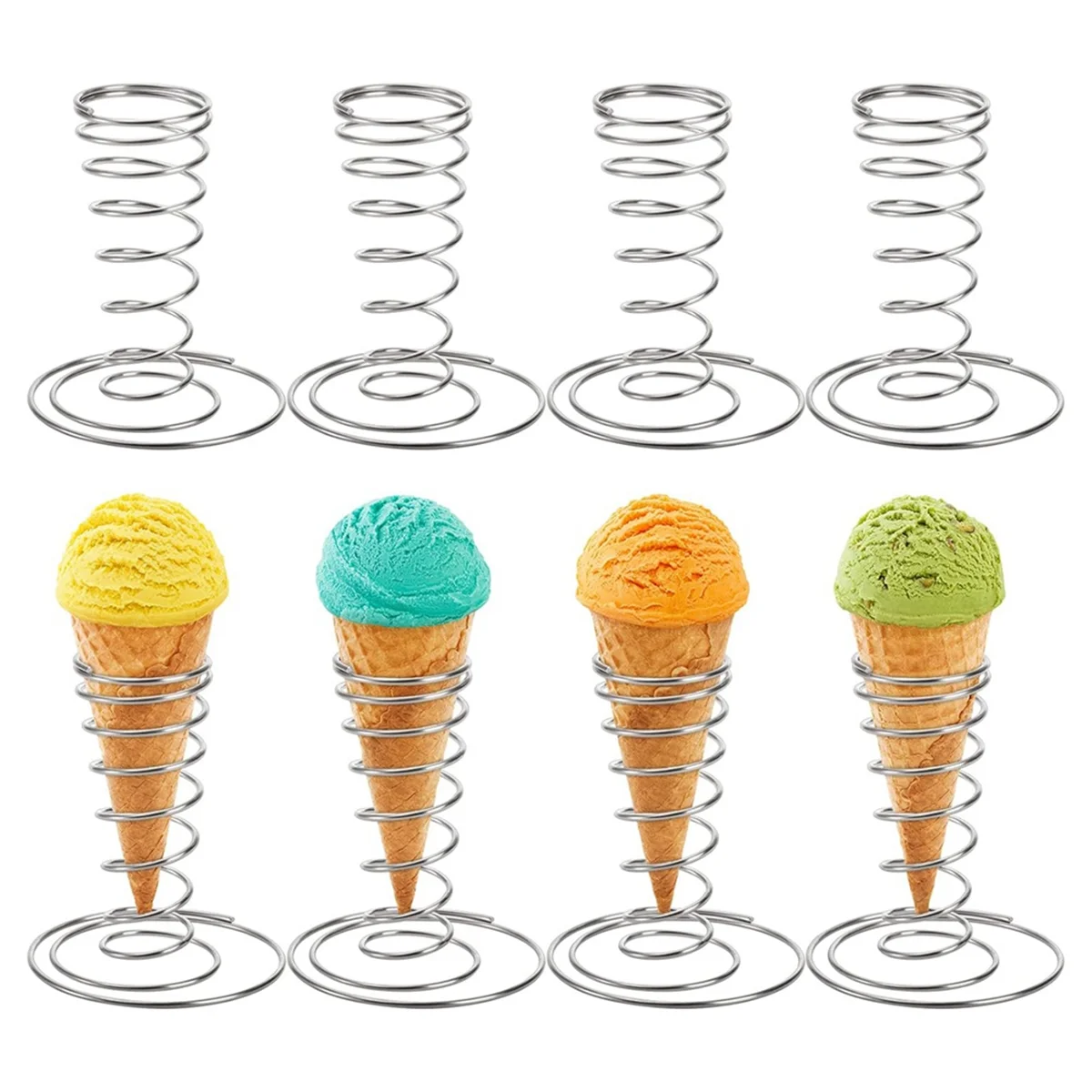 8 Pack Ice Cream Cone Holders, Stainless Steel Cone Holders, Pizza Cone Holders, Food Cone Display Stands