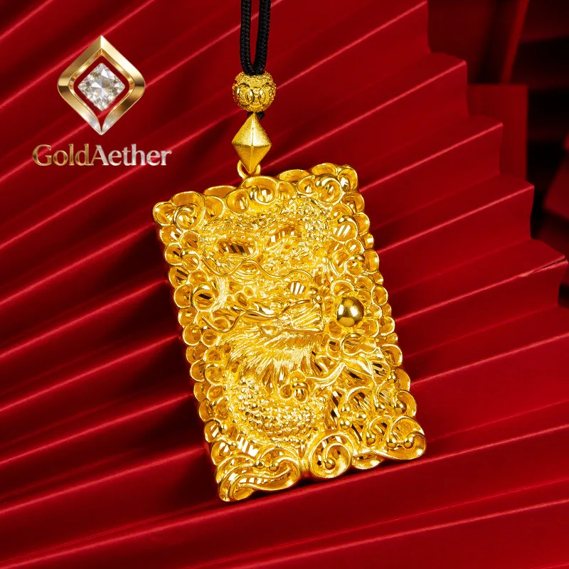 

Золотой кулон-дракон GoldAether Luxury 24K 9999 из чистого золота 9999 пробы, мужской, на цепочке Seiko.