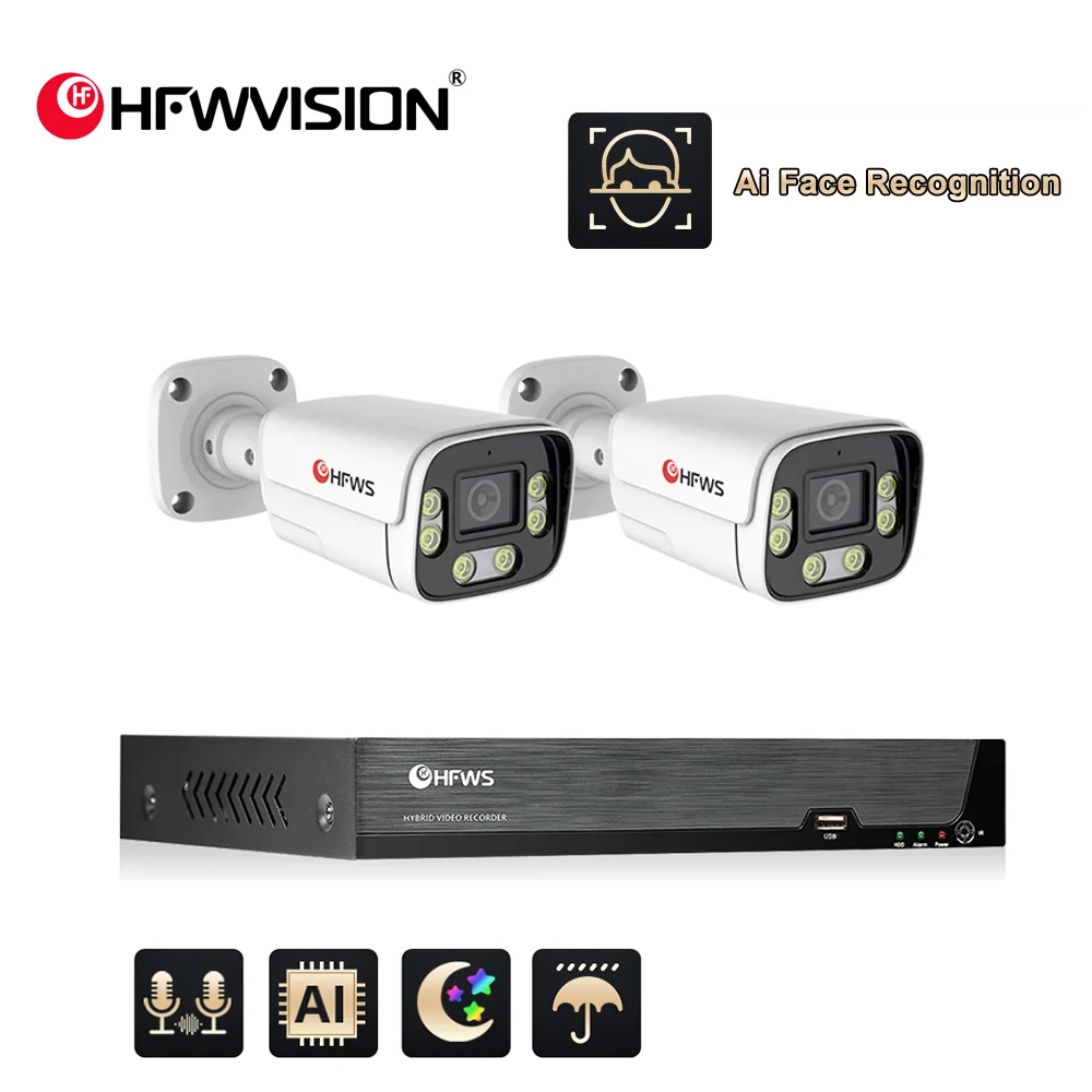 

4K Xmeye 4pcs Poe Camera 8ch Nvr Security Camera System Outdoor Night Vision CCTV Poe Camera Artificial Intelligence Detection 8