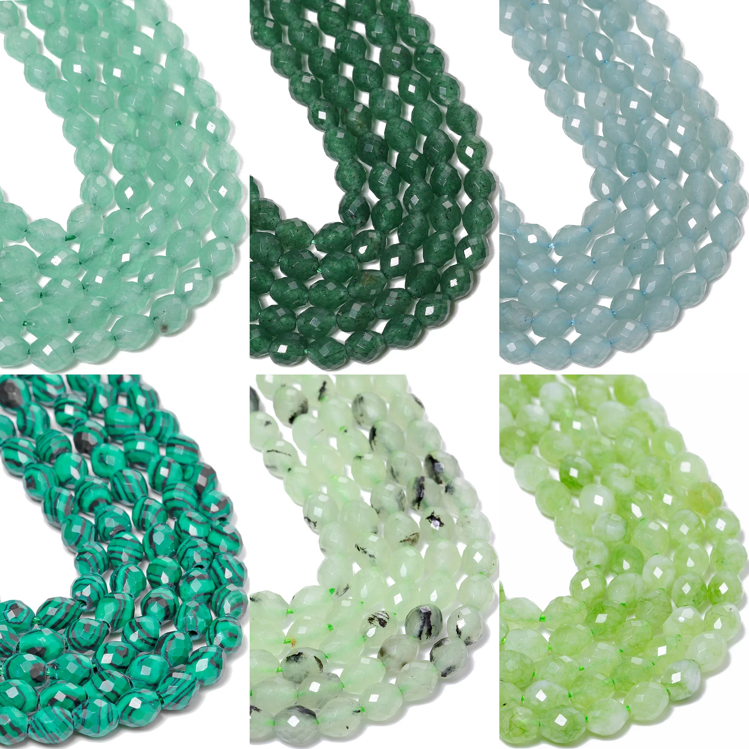 Green Color Faceted 5x6mm Oval Beads Natural Aventurine Prehnite Chrysoprase Olivine Beads for Jewelry Making Diy Accessories