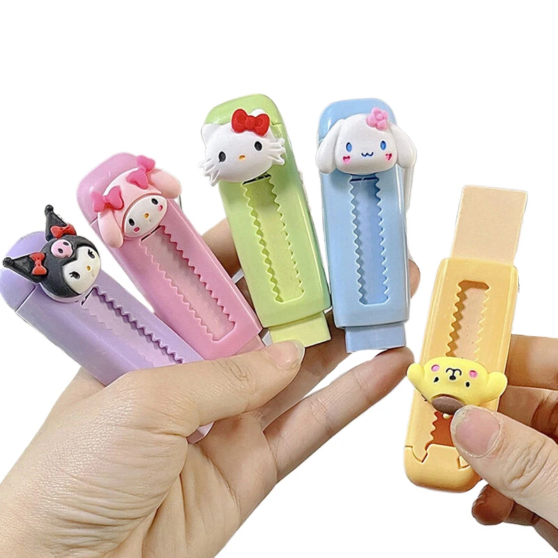 Schattige Sanrio Hello Kitty Push-Pull Gum Schaalbare Cartoon Gum Sanrio Kuromi Cinnamoroll Gum Student Beloning Briefpapier Cadeau