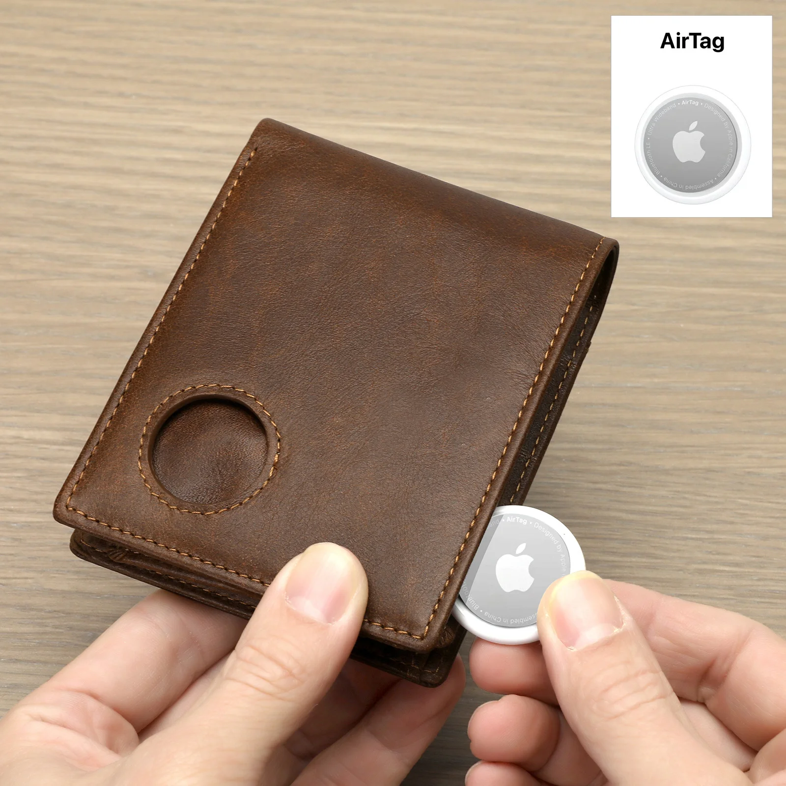Krótki portfel RFID Airtag dla mężczyzn Portfel męski Skórzane oryginalne portfele Trifold dla mężczyzn z okienkiem ID i etui na kartę kredytową