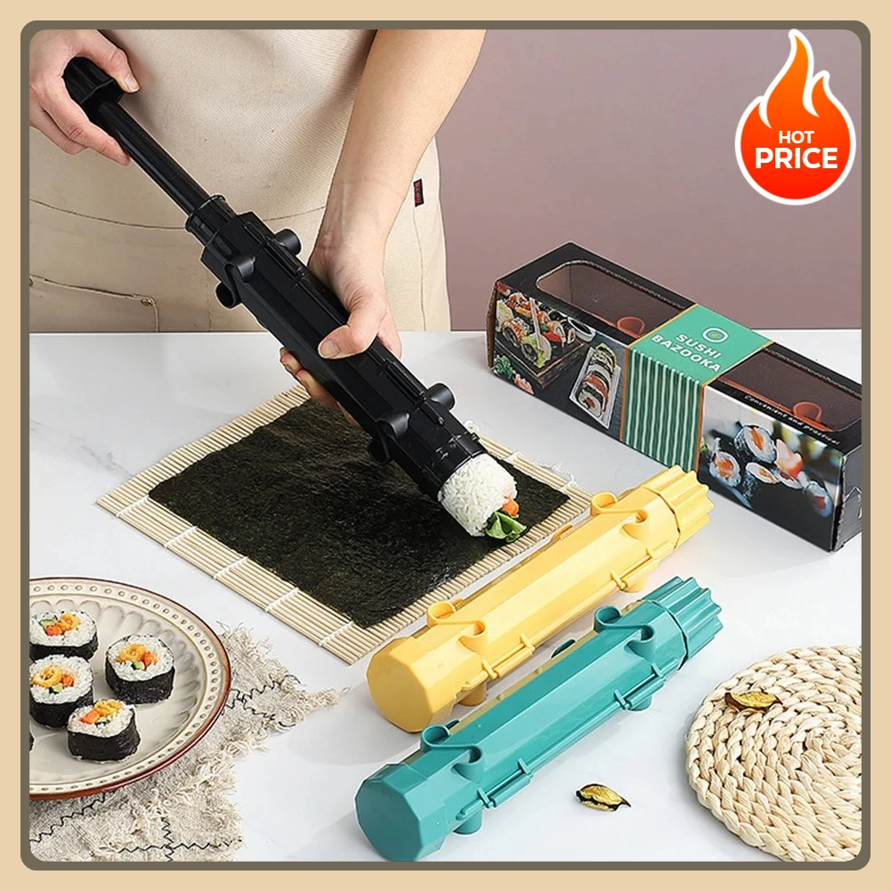 Molde cilíndrico popular para hacer sushi, juego de utensilios de cocina para hacer sushi, herramienta fácil para hacer rollos de sushi, kit de sushi para principiantes