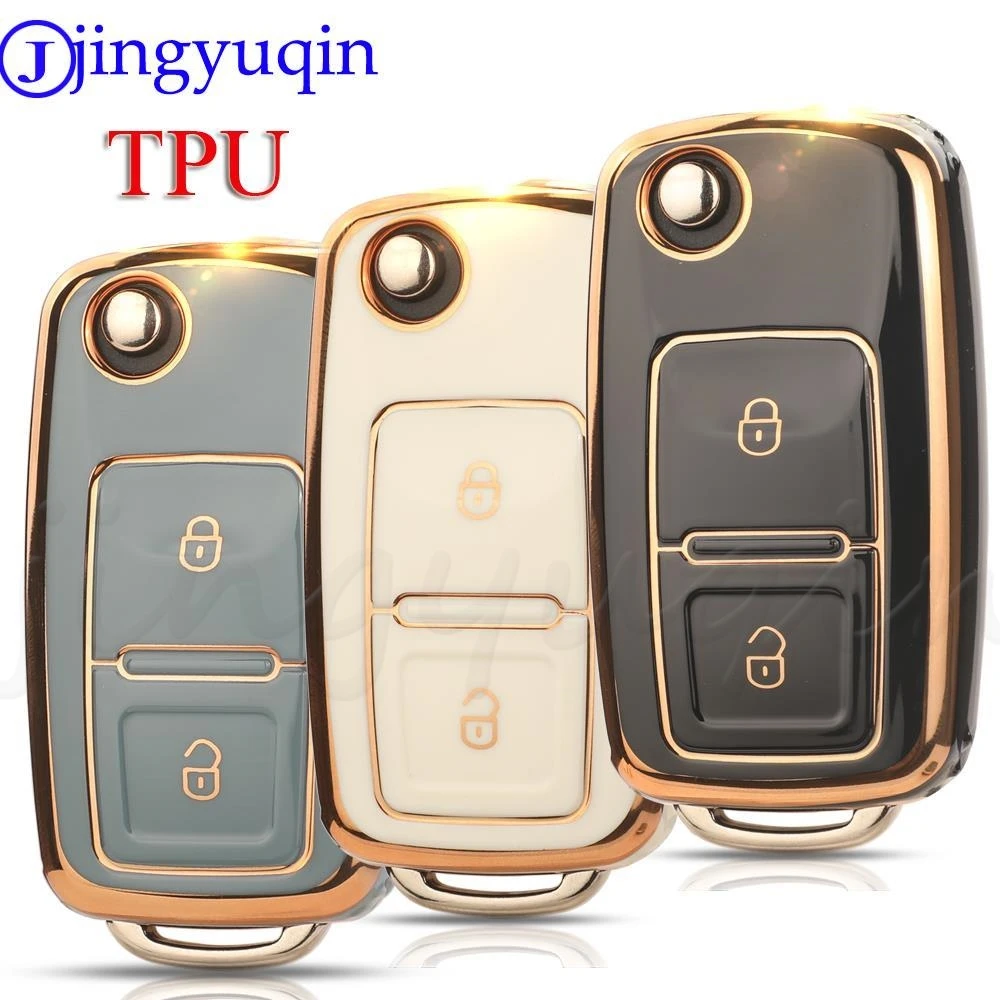 

jingyuqin 10pcs 2BTN TPU Key Shell Cover For VW MK4 Bora Golf 4 5 6 Jetta Passat Polo Bora Touran Skoda Seat Car Accessories