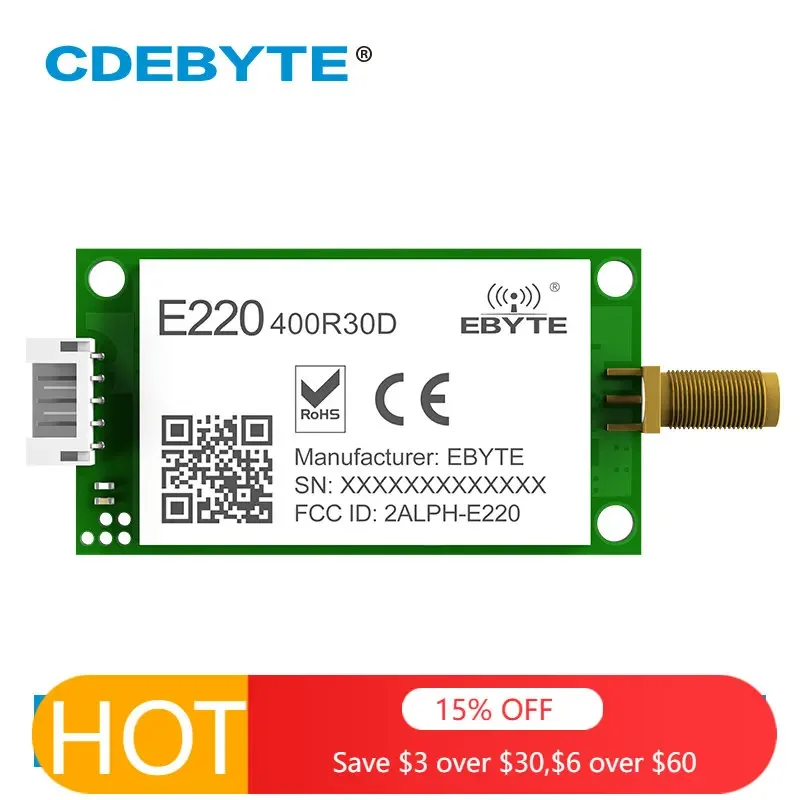 LLCC68 RS485 Wireless LoRa Module 433MHz 470MHz 30dBm DIP E220-400R30D Transparent Transmission LoRa Spread Spectrum Technology